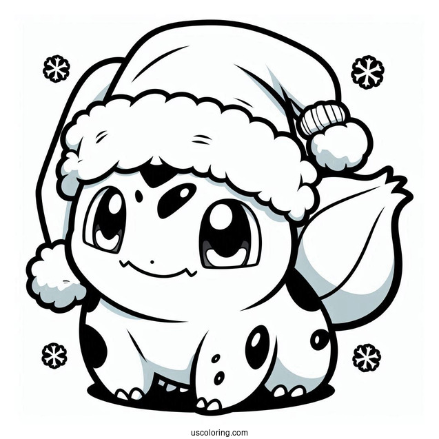 Pokemon Christmas Coloring Page Easy Bulbasaur Wearing Santa Hat Pokemon Christmas