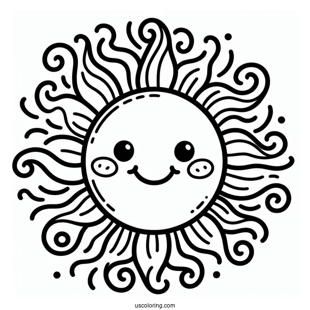 Easy Outline Of a Smiling Sun To Color