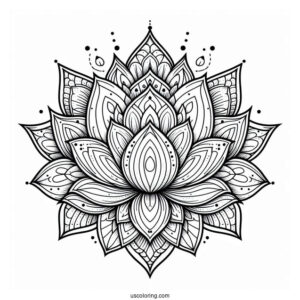 Magical Lotus Flower Mandala Coloring Page