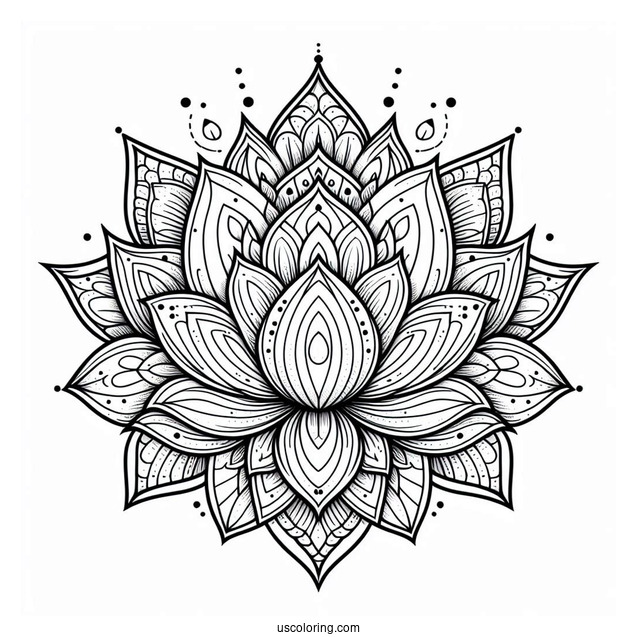 Magical Lotus Flower Mandala Coloring Page