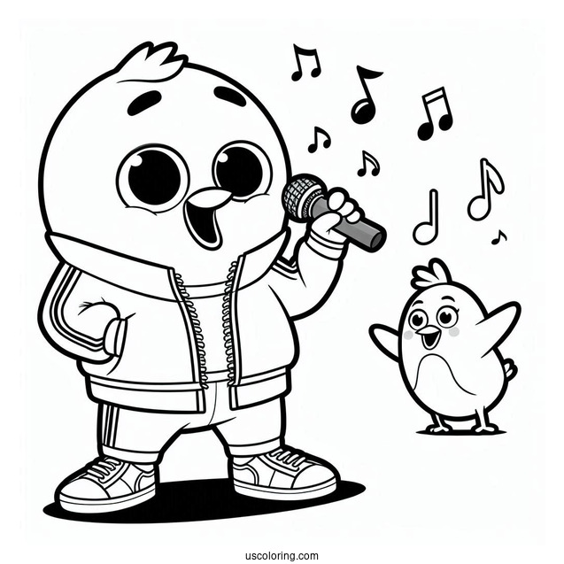 Sing Coloring Page Of Gunter Singing And Dancing In Tracksuit For Kids