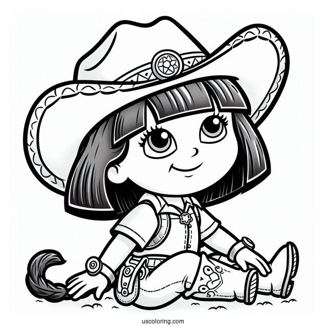 Dora The Explorer As a Cowgirl Coloring Page