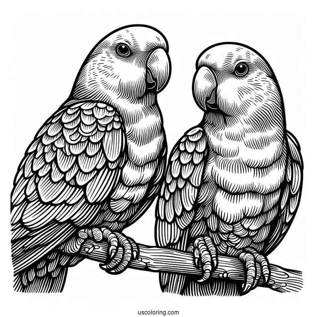 Two Detailed Eclectus Parrots To Color