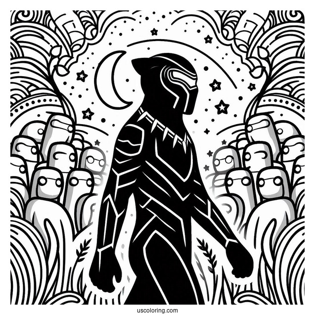 Among Us Black Panther Coloring For Kids