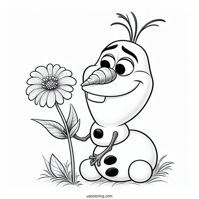 Olaf Looking At a Flower