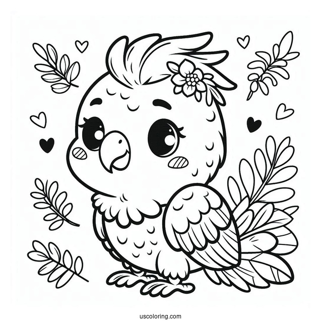 Coloring Sheet Of Cute Parrot For Preschoolers