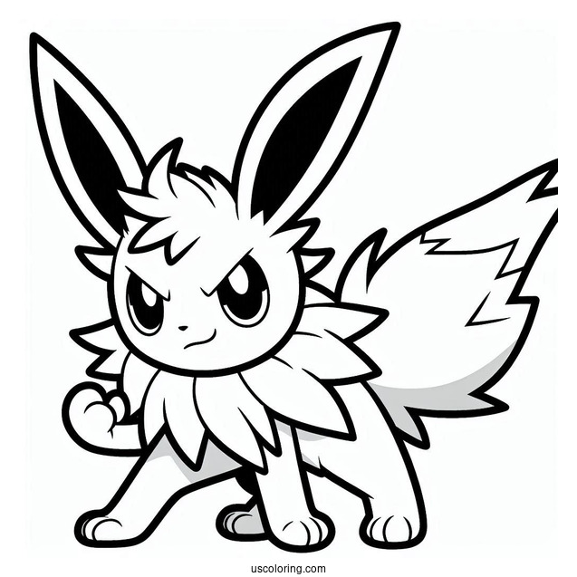Smirking Jolteon Coloring Page In Fighting Stance