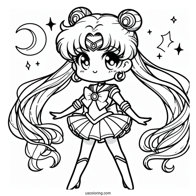Chibi Sailor Jupiter Coloring In For Preschoolers