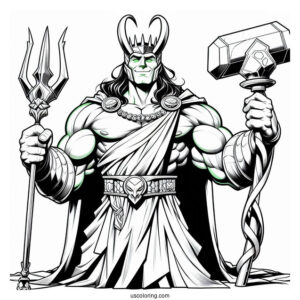 Angry Hulk Coloring Page Holding Loki Upside Down
