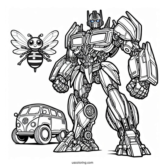 Optimus Prime vs Bumblebee Coloring Page