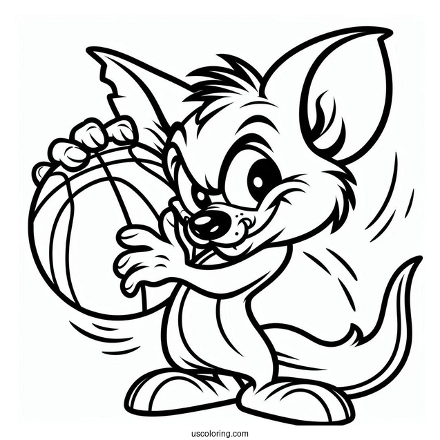 Easy Outline Of Tasmanian Devil Holding Basketball Space Jam Coloring Page