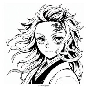 Tanjiro Coloring Page With Kyojuro Rengoku
