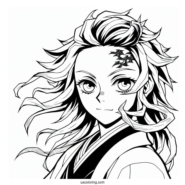 Tanjiro Coloring Page With Kyojuro Rengoku