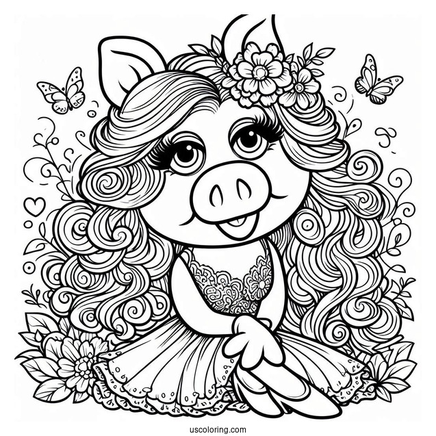 Miss Piggy Muppets Coloring Page For Kids