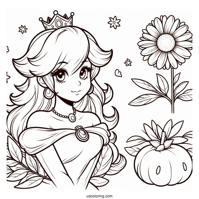 Princess Rosalina Coloring Page With Peach, And Daisy
