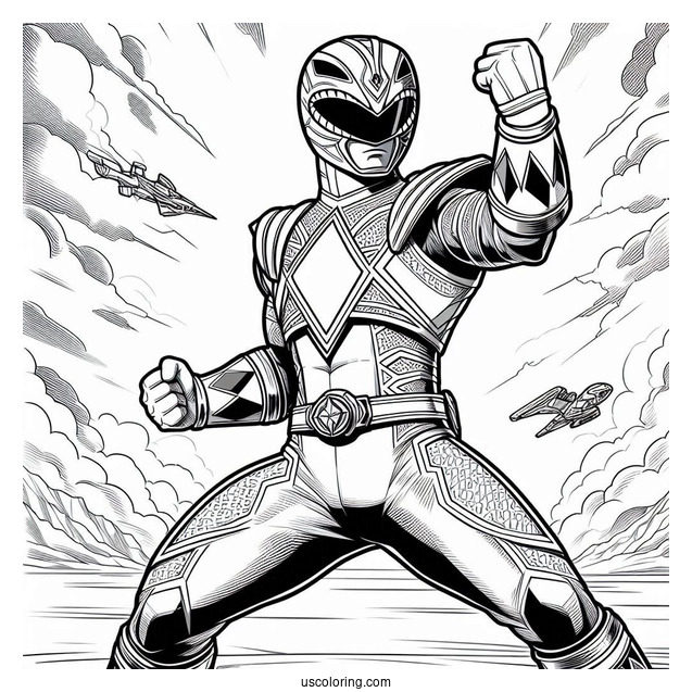 Complete Power Rangers Fighting Stance Coloring Page