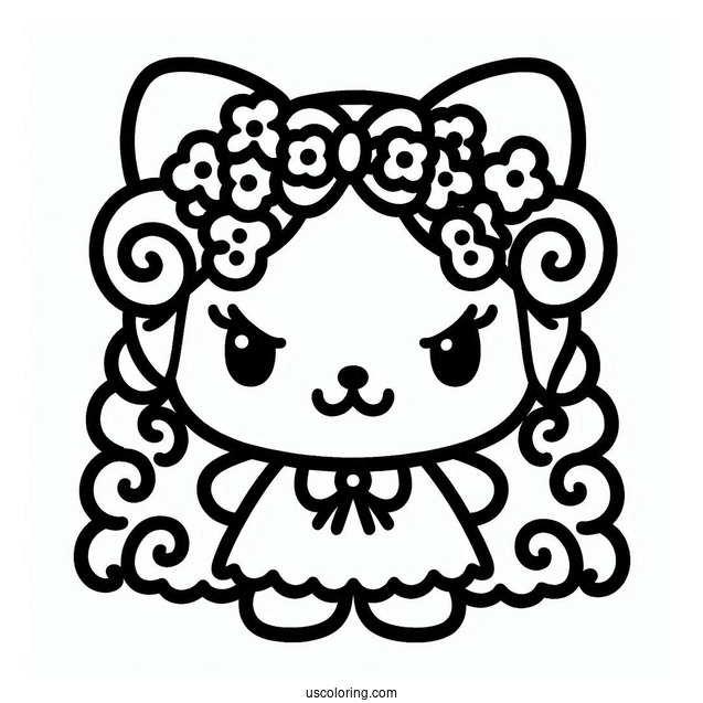 Sanrio Coloring Pages Of Kuromi With Evil Smile