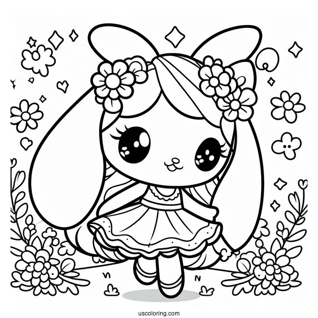 Easy My Melody Coloring Page For Kids