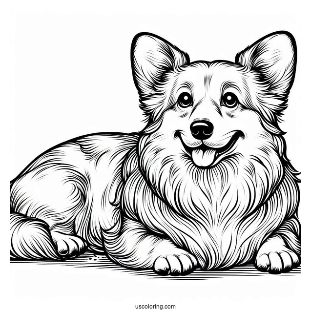 Easy Outline Of Adult Corgi Coloring Page