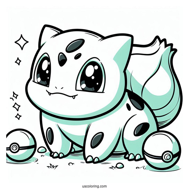Bulbasaur Coloring Page With Pokeballs