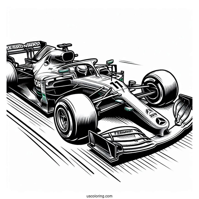 Mercedes W14 F1 Coloring Page Race Car