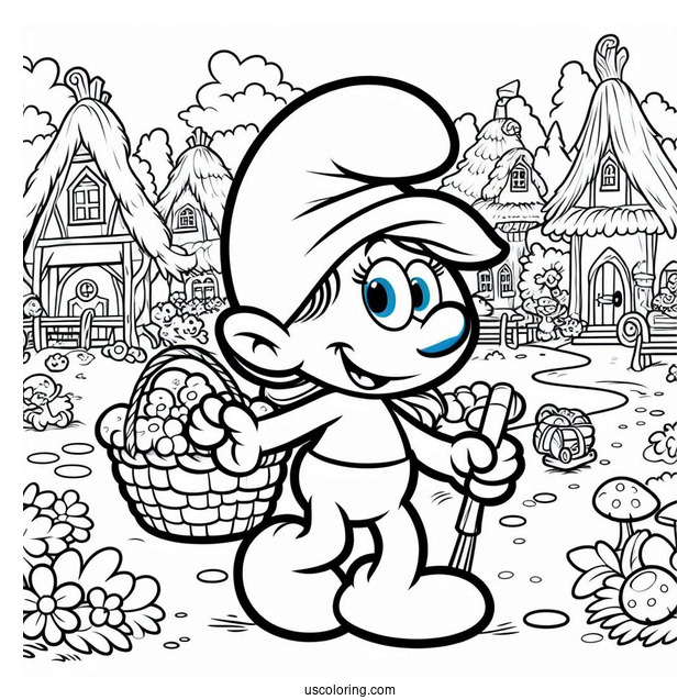 Coloring Page Of Smurf Village