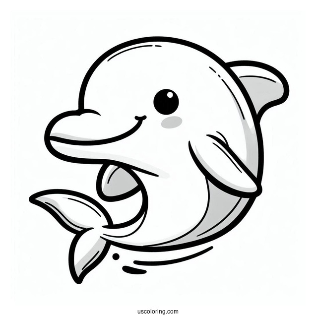 Cute Cartoon Dolphin Coloring For Kids