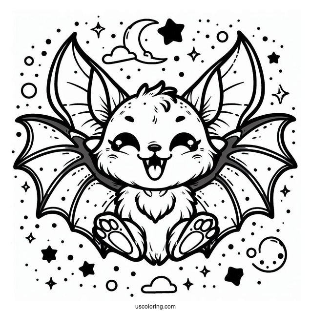 Smiling Vampire Bat Coloring Page