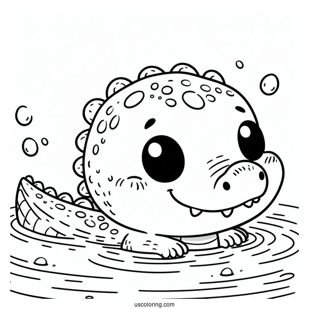 Coloring Page Of Baby Crocodile Poking Head Out Of Water