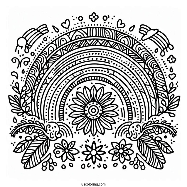 Hippy Themed Rainbow Coloring Sheet