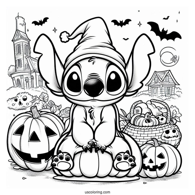 Halloween Themed Lilo And Stitch Coloring Sheet