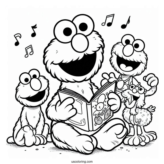 Elmo and Friends Coloring Page