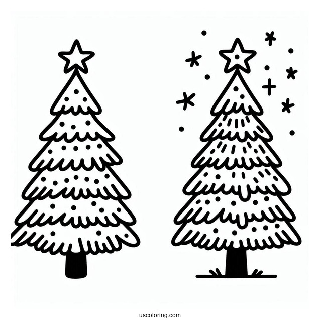 Easy Outline Of Christmas Tree Template For Preschoolers