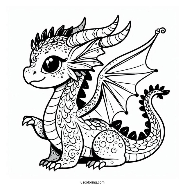 Easy To Color In Dragon For Preschoolers
