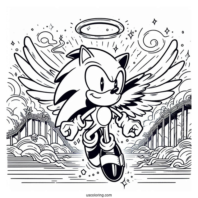 Easy Super Sonic Exe Coloring Page Outline In Angel Island