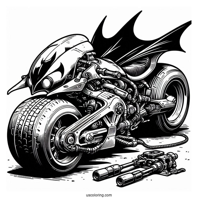 Batpod Motorcycle From Dark Knight Coloring Sheet