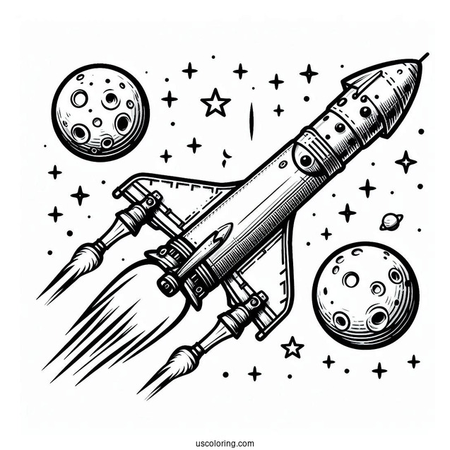 Coloring Page Of SpaceX Starship Moon Rocket