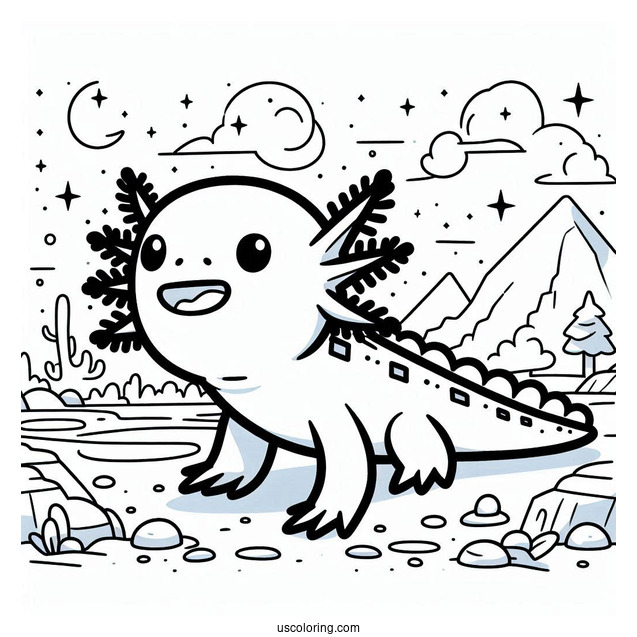 Easy Minecraft Axolotl Coloring Page For Kids