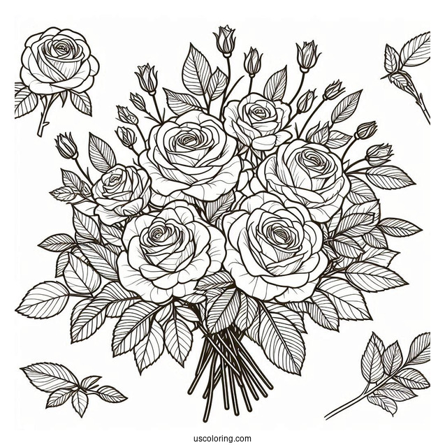 Bouquet Of Roses Coloring Page