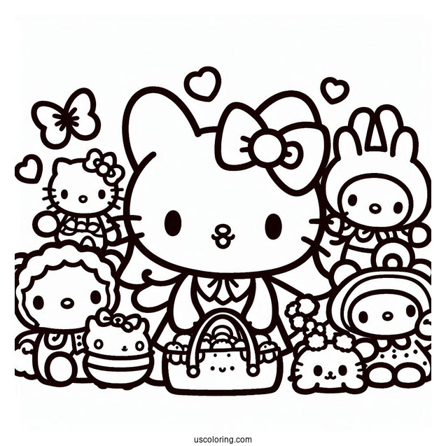 Full Page Sanrio Coloring Page Of All Characters