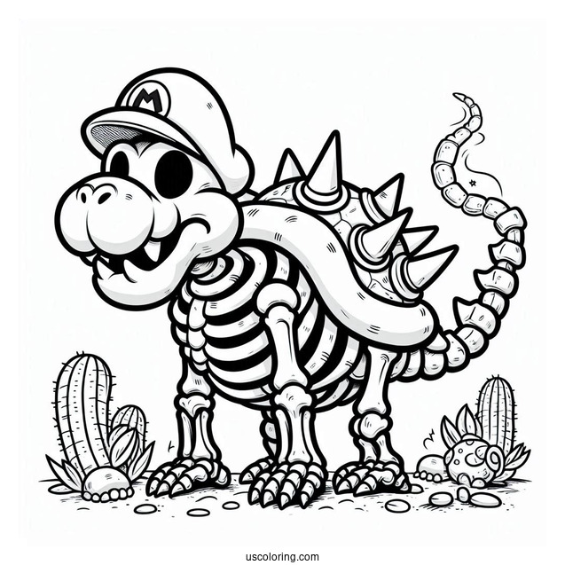 Skeleton Dry Bowser Coloring Page