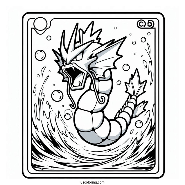 Gyarados Splash Burn Pokemon Card Coloring Page