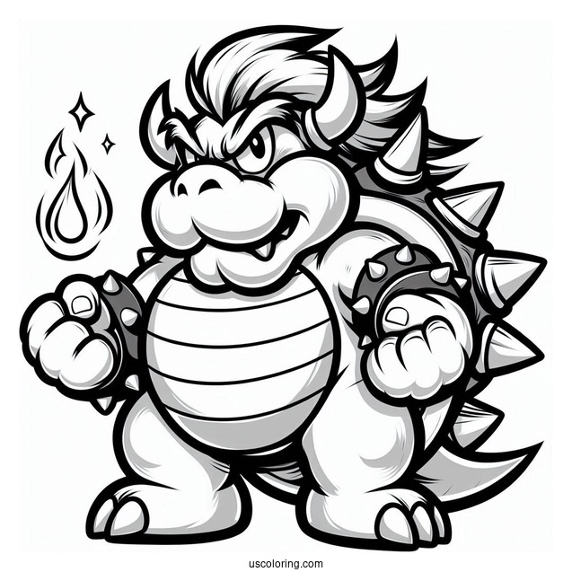 Angry Looking Bowser To Color