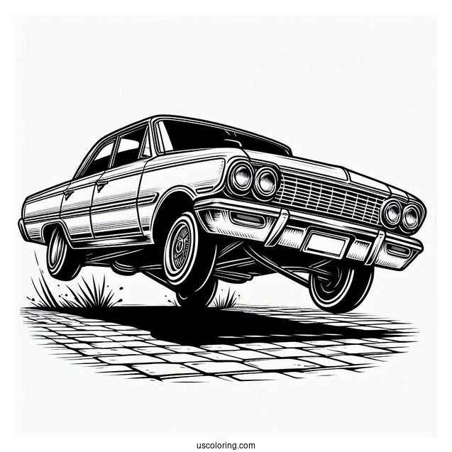 Front View Of Lowrider Coloring Page Hopping