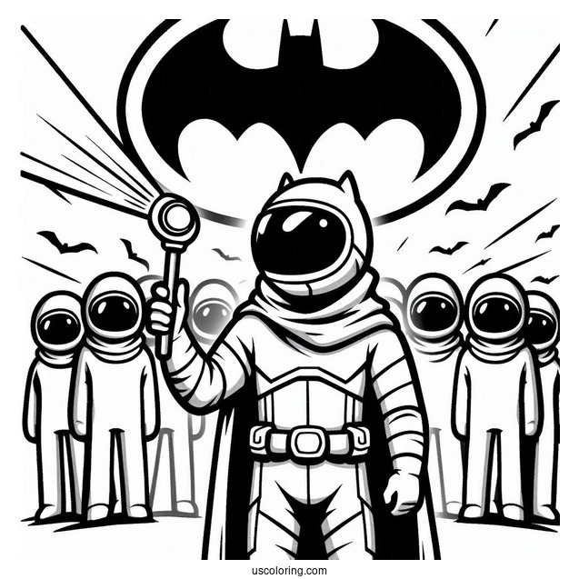 Among Us Batman With Bat Signal Coloring Sheet