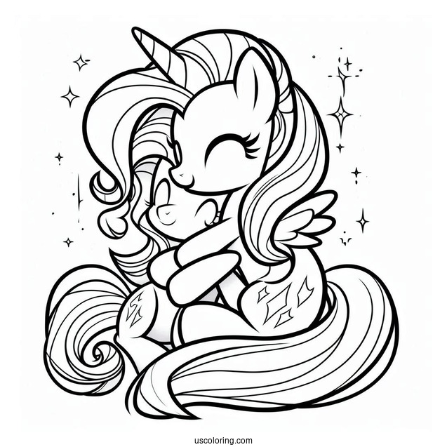 Pinkie Pie Coloring Page Hugging Twilight Sparkle