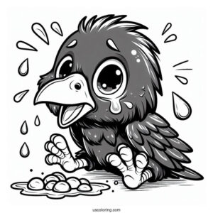 Easy Baby Raven Coloring Page Crying For Food For Preschoolers