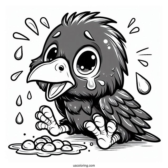 Easy Baby Raven Coloring Page Crying For Food For Preschoolers