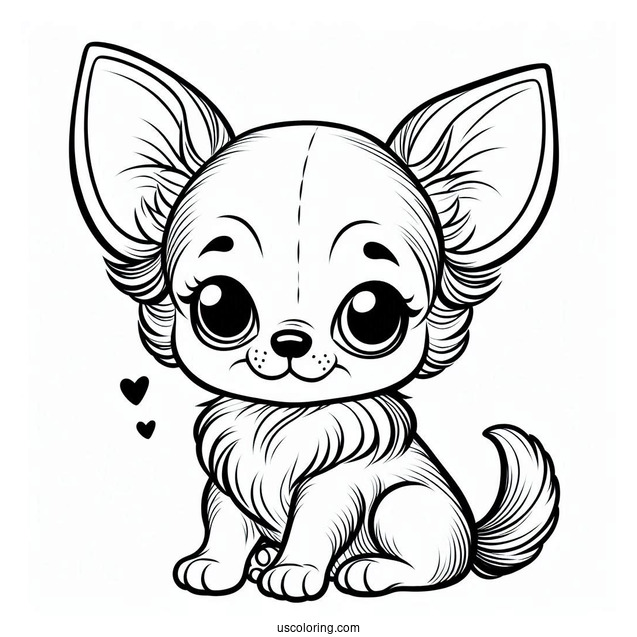 Cute Baby Chihuahua Coloring Page For Preschoolers