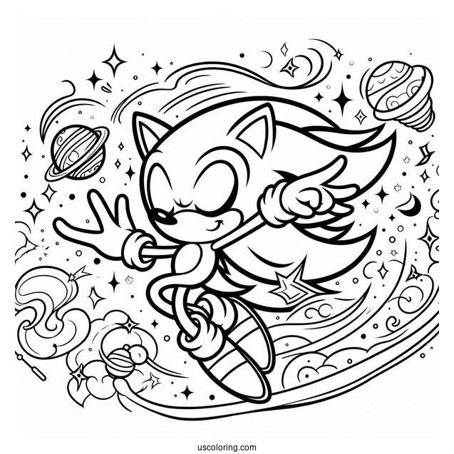 Simple Super Sonic Coloring Page Outline For Kids